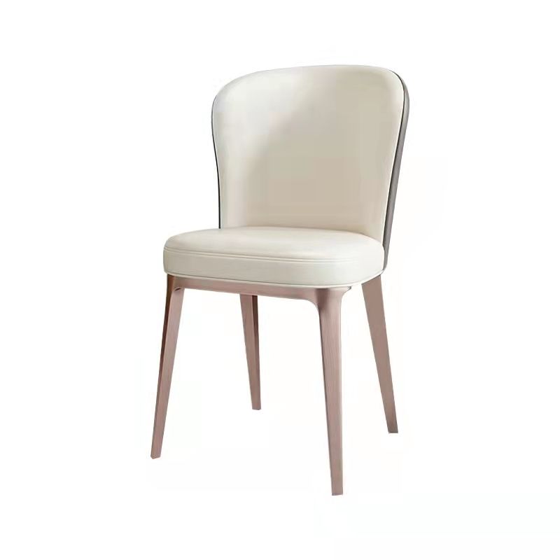 Sillas de comedor de cuero sin brazos con respaldo sólido escandinavo de lujo para cocina