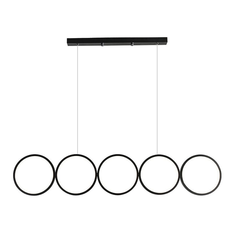 Lampada sospesa a LED ANULUS nero in moderna luce da soffitto da interno in ferro battuto con ombra acrilica