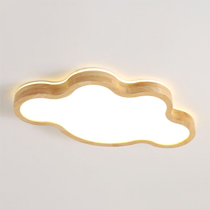 Nordic Style Wood Flush Mount Ceiling Lamp Cartoon Shape LED Flush Mount Lighting for Kids Bedroom