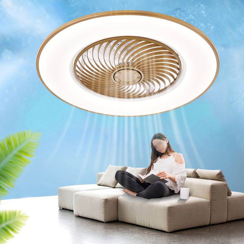 Acrylkreis -LED -Deckenventilatoren im modernen prägnanten Stil Schmiedeeisen Deckenelement für Schlafzimmer