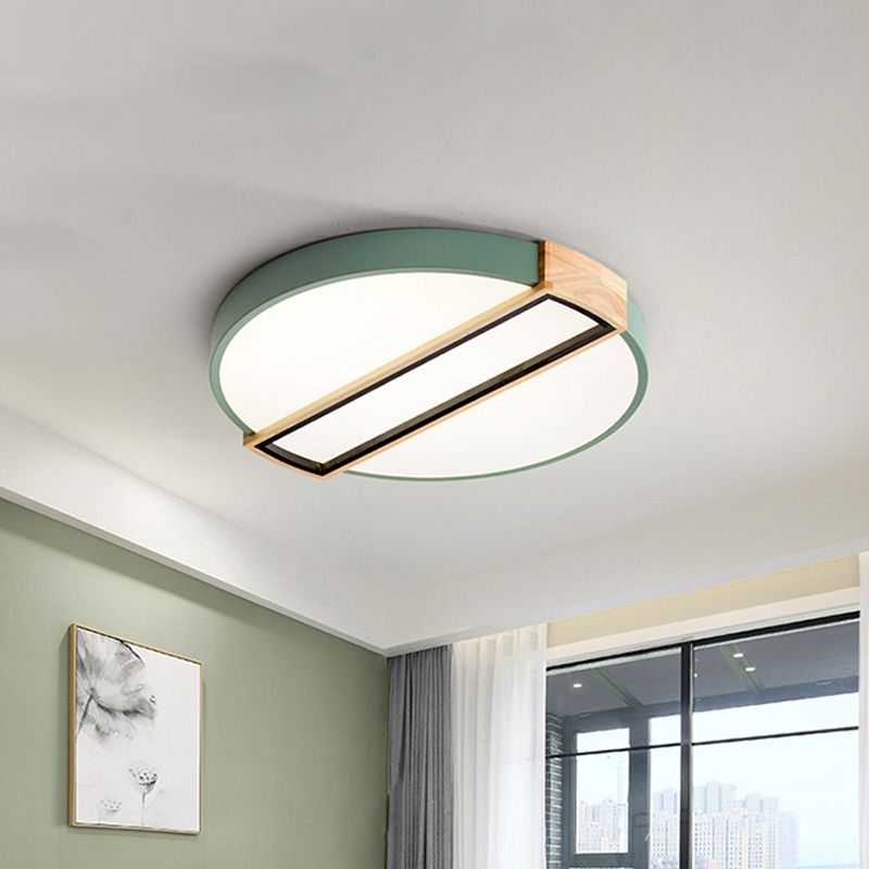 16"/19.5" Wide Nordic LED Flushmount White/Grey/Green Spliced Round Ceiling Mount Light with Acrylic Shade