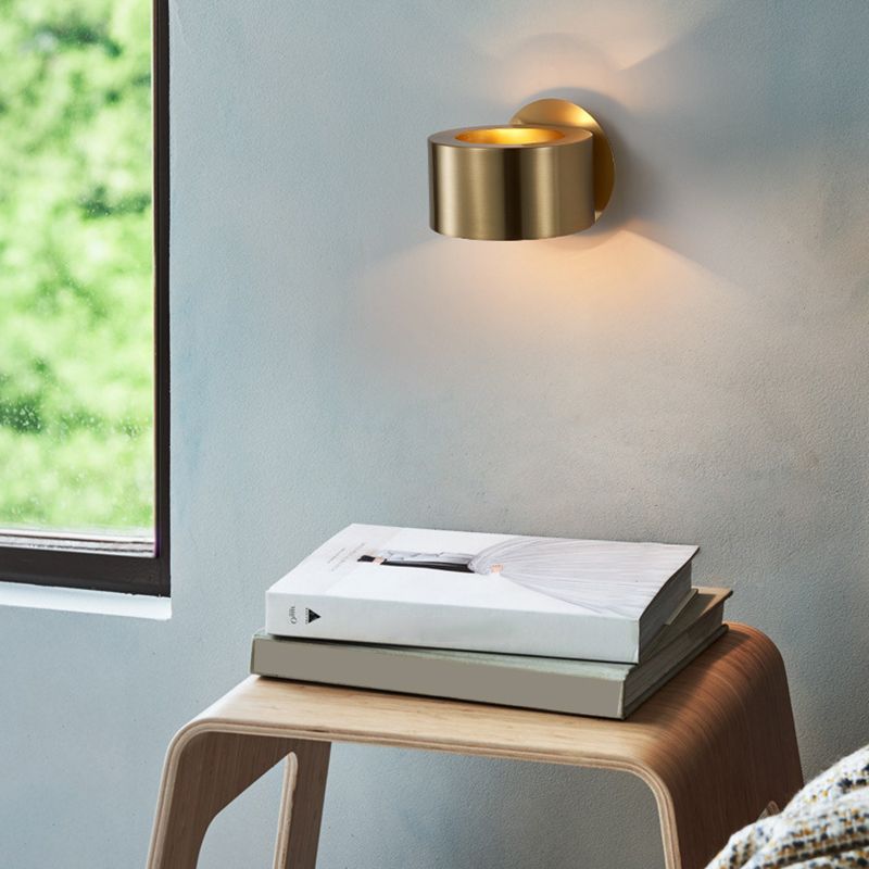 Modern Wall Sconce Drum Copper Sconce Light Fixture for Bedroom