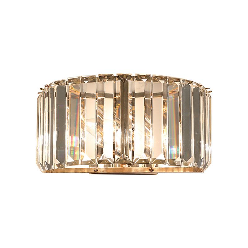 Modern Hemisphere Wall Lighting Faceted Crystal 1-Head Bedroom Wall Sconce in Gold