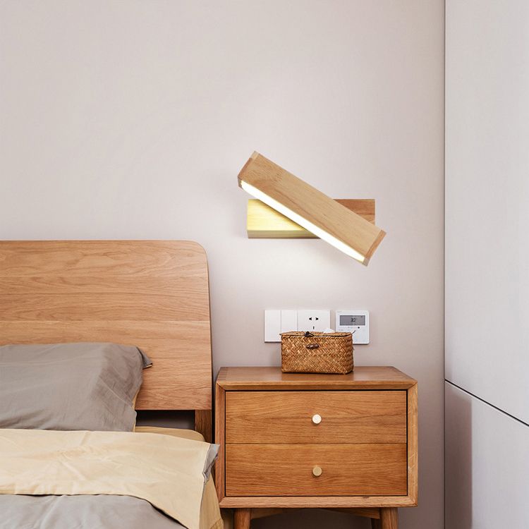 Einfacher Stil rotierende Wandleuchten LED -Holzwandlampe für Schlafzimmer Wohnzimmer