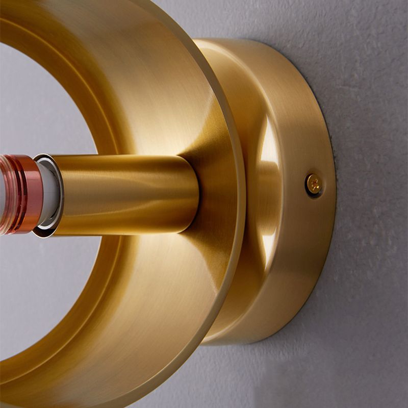 Solid Brass Drum 1 - Light Wall Sconce in Black / Gold Finish Wall Mounted Fixture