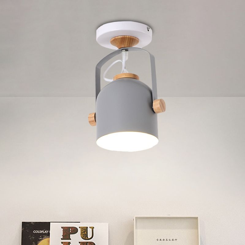 1 tasse légère Shade Flush Plafond Light Rotation Macaron Loft Metallic Plafond Lampe pour la salle de bain