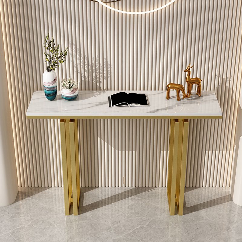 Modern Rectangle Top Accent Table with Iron Base for Hall Console Table