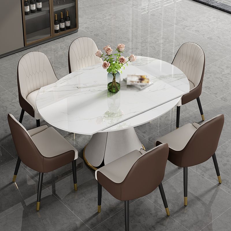 Contemporary 1/4/5/7 Pieces Dining Set Round Dining Table Set with Pedestal Base