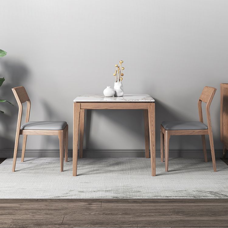 Industrial Style Square Dining Table Stone 4 Legs Dining Site Table for Dining Room