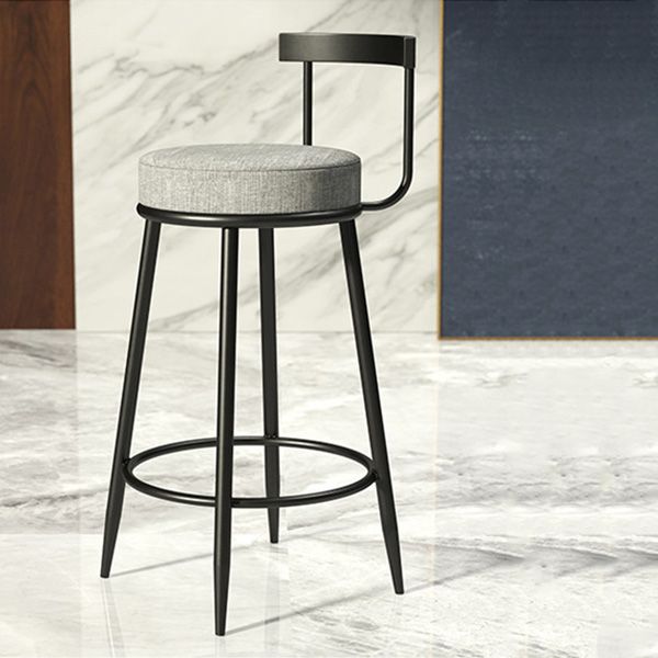Modern Armless Backrest Counter Stool Iron Cashier Bar Stool with Cushion and Pedal