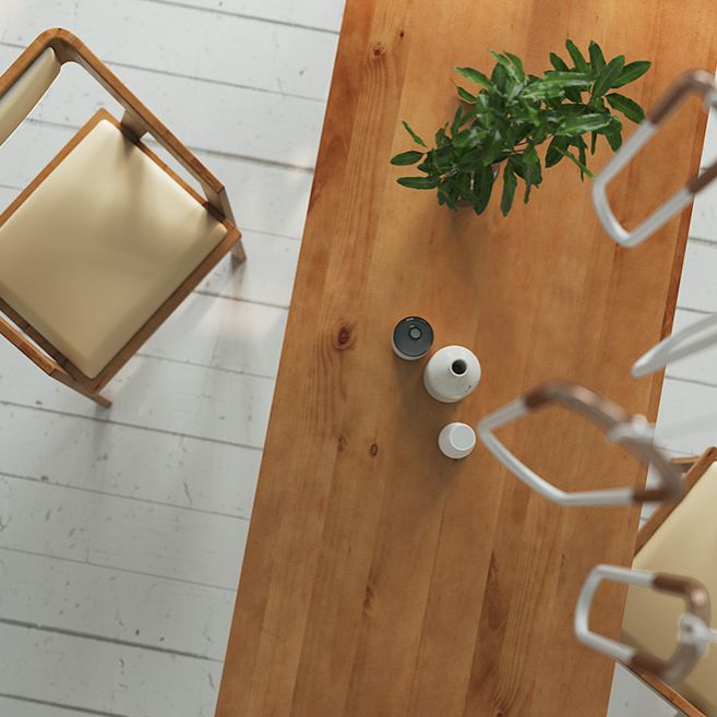 1/2/3/4 Pcs Pine Wood Industrial Dining Set with Rectangle Table Dinette Set