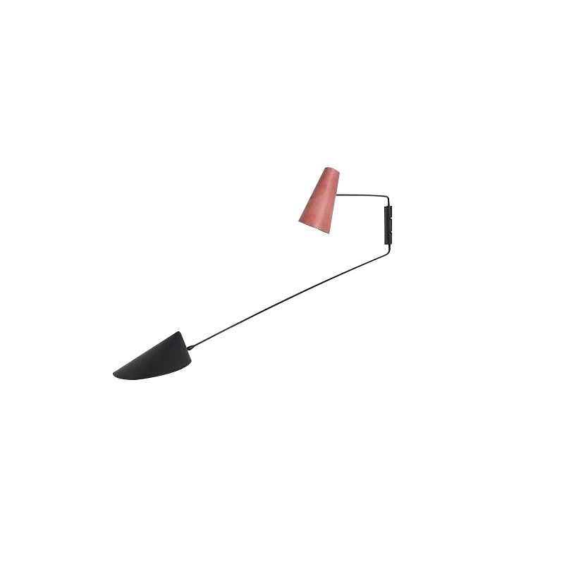 Minimalist Stylish Swing Arm Sconce Metal 2-Light Bedroom Reading Wall Light with Shade in Pink and Black