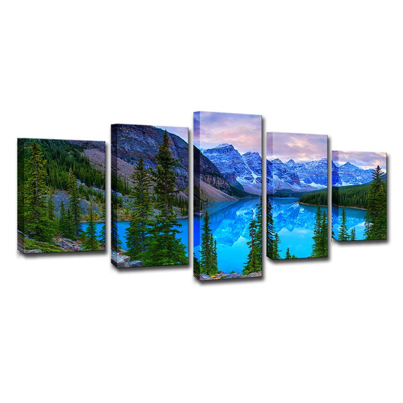 Banff National Park Scenery Canvas Art Blue Global Inspired Wall Decor for Dining Room