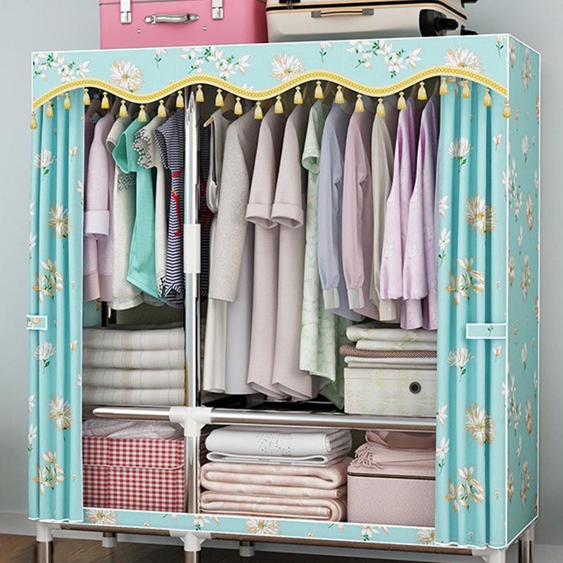 Contemporary Style Wardrobe Cabinet Steel Frame Wardrobe Armoire for Bedroom