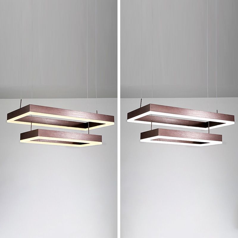 Brown Aluminum Chandelier Lighting Fixture Modern Clusters Pendant for Living Room