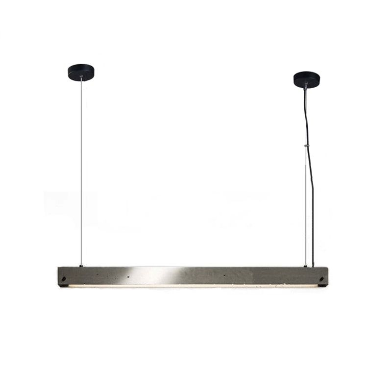Grey Linear Pendant Lighting Fixture Simplicity Cement 1 Head Dining Room Ceiling Hang Lamp