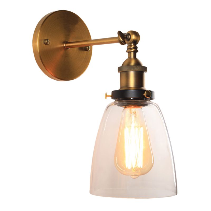 Loft Industrial Wall Mount Light Single Light Glass Shade Sconce Light for Bedside Restaurant
