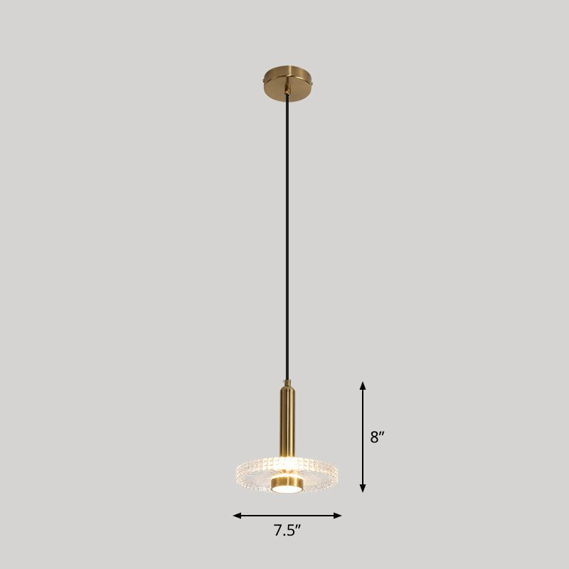 Flat Shade Hanging Light Fixture Simplicity Acrylic Gold LED Ceiling Lamp for Bedroom