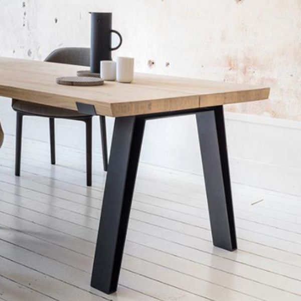 Industrial Pine Wood Table for Restaurant Rectangle Dining Table with Metal 4 Legs