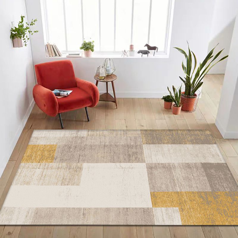 Fancy Abstract Rug Brown Contemporary Rug Polyester Pet Friendly Washable Area Rug for Living Room