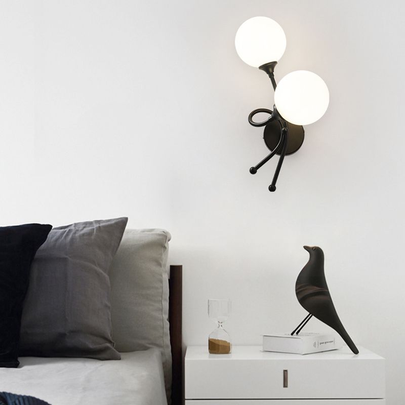 Zeitgenössische Glaswandleuchten mit zwei Kopfmetallwandleuchte für Wohnzimmer