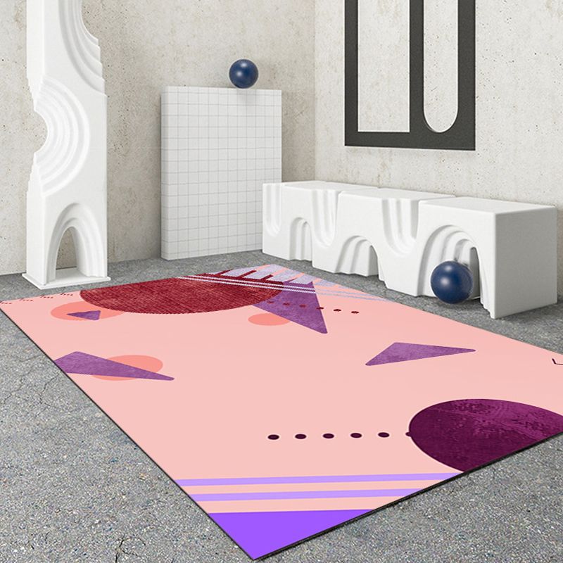 Simple Abstract Color Block Rug Polyester Rug Anti-Slip Backing Carpet for Living Room