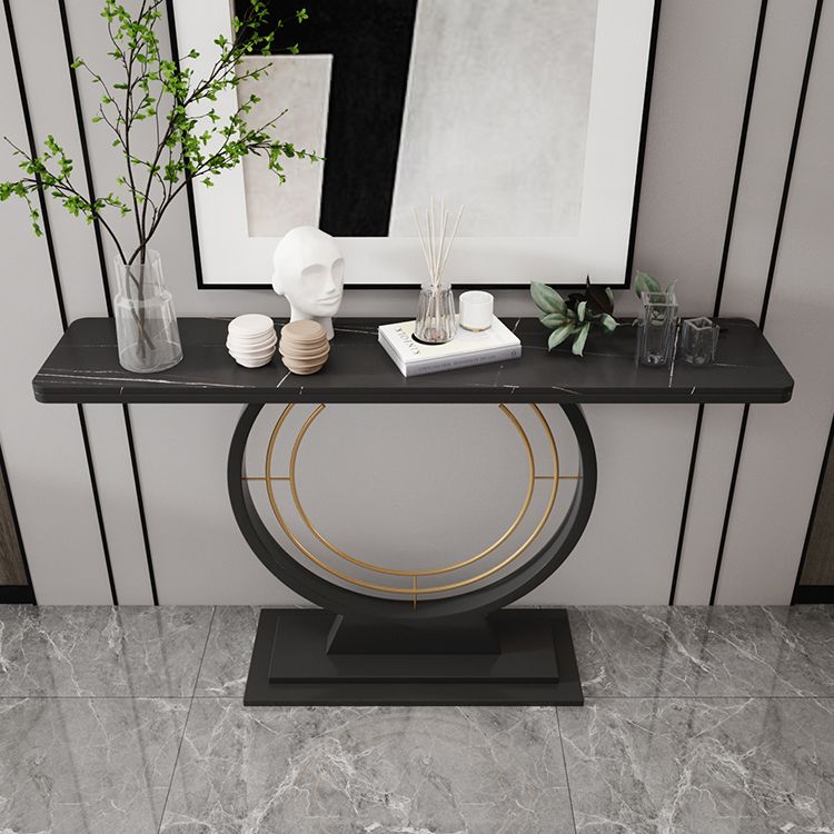 Modern Rectangle Console Accent Table Antique Finish Console Sofa Table in Stone
