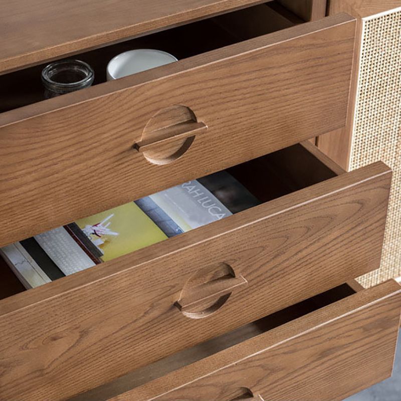 Modern Cabinet Solid Wood With Doors 4 - Drawer Rectangle Accent Cabinet
