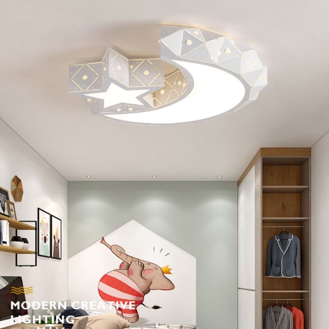 Moon And Star Flush Mount Ceiling Light 1 Light Acrylic Modern Flush Mount Ceiling Light for Bedroom