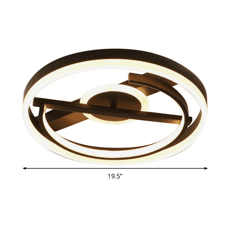 16"/19.5" Wide Circle Acrylic Ceiling Mounted Light Contemporary Black/White LED Flush Light in Warm/White/3 Color Light