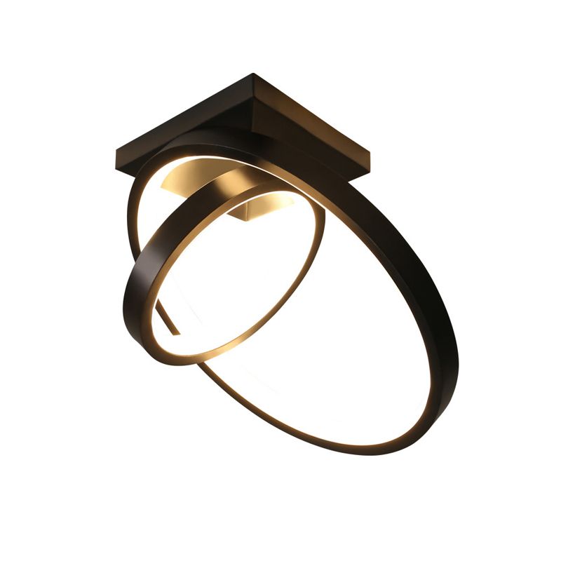 Plafonnier LED en métal à double anneau blanc/noir, lumière blanche/chaude pour couloir