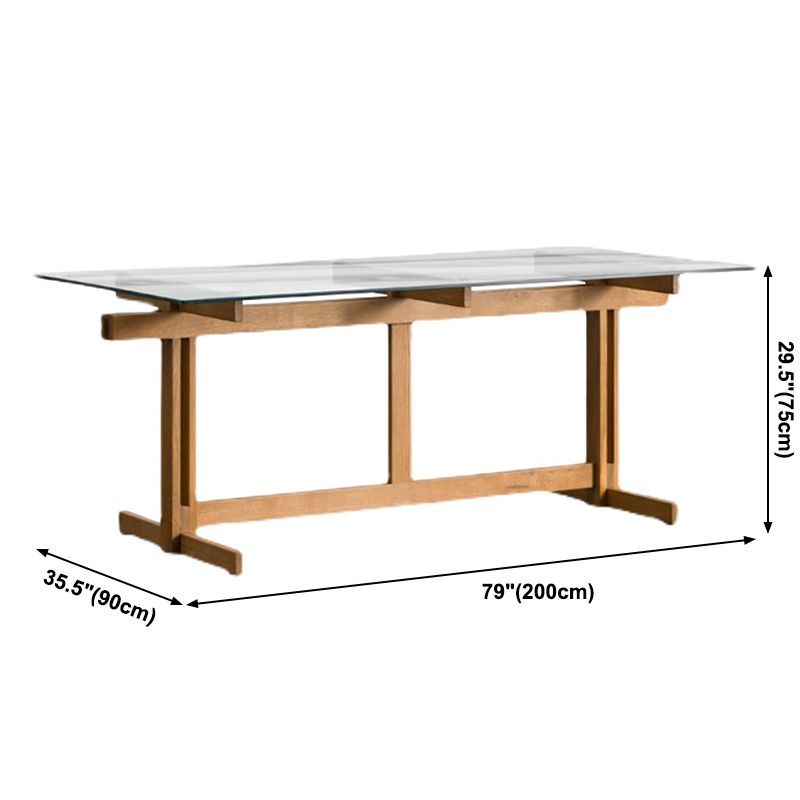 Trestle Table Clear Tempered Glass Dining Table Rectangle for Dining Room Home