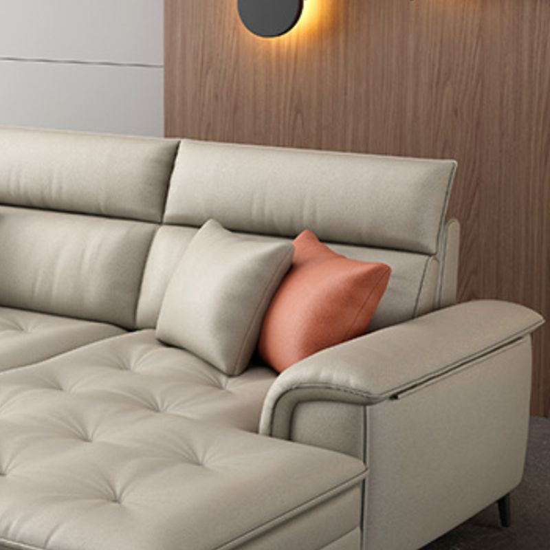 Modern L-Shape Sectional with Pillows Back and Pillow Top Arms