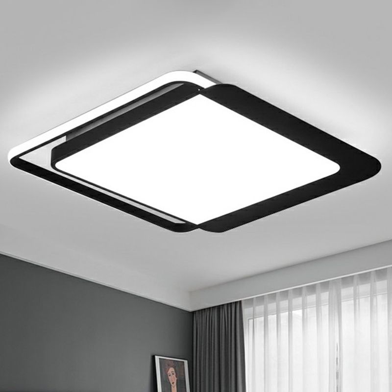 Minimalistische Unterputz-Deckenleuchte, schwarze, quadratische LED-Unterputzleuchte mit Acrylschirm