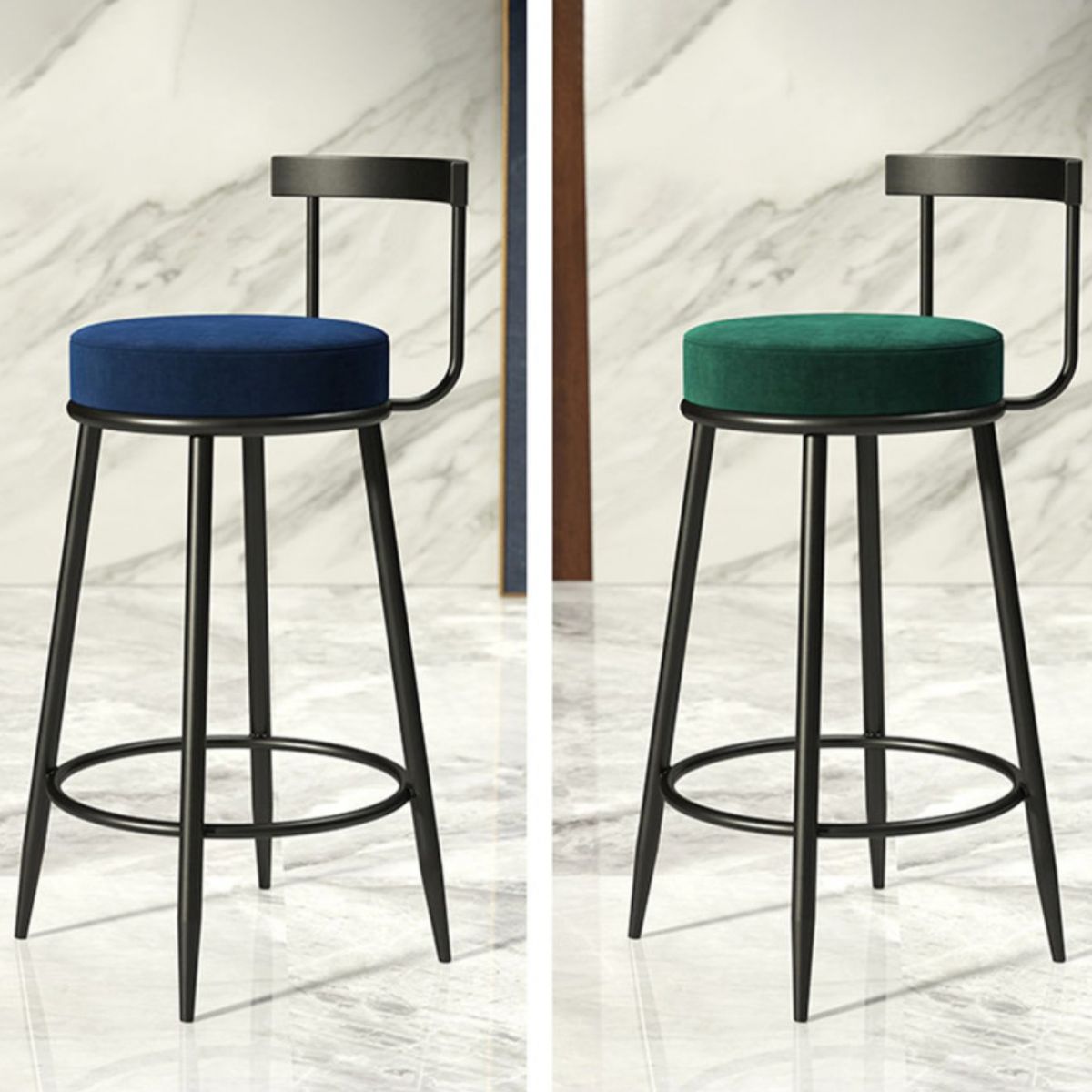 Contemporary Low Back Home Stool Matte Finish Upholstered Bar Stools