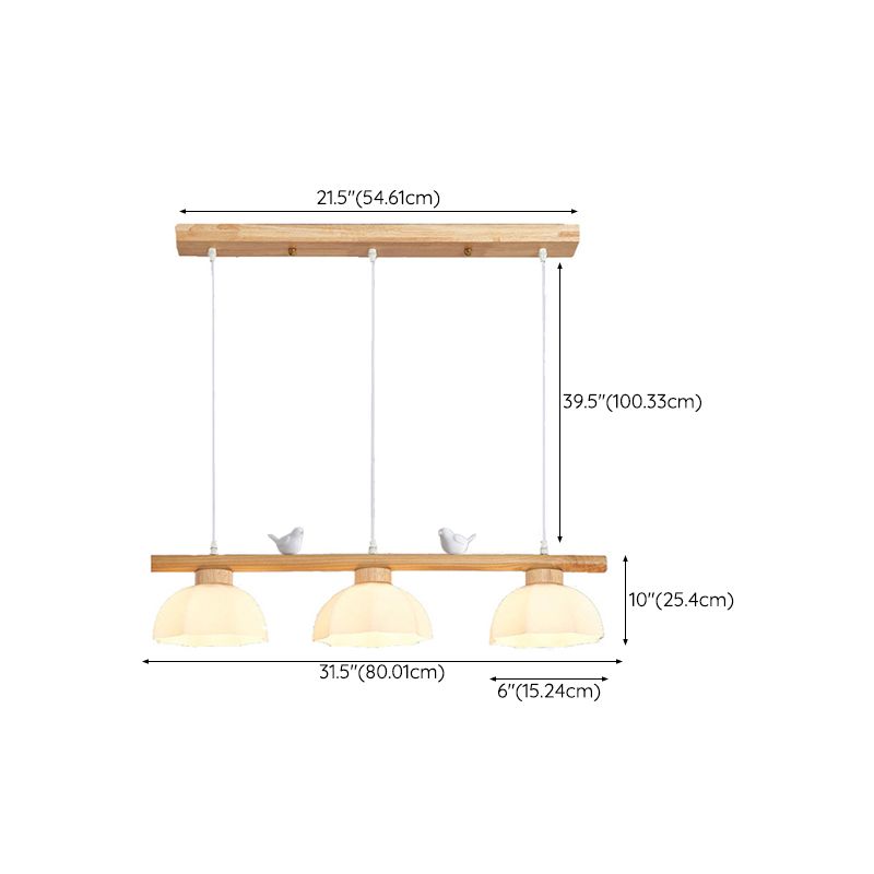 Modernism 3-Light Kitchen Island Lighting Beige Island Pendant Lighting