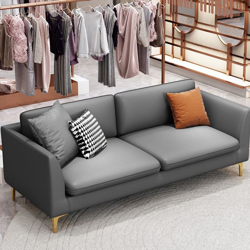Gold Modern Fabric Sofa with Bolster Pillows 29.53"High Square Arm Sofa
