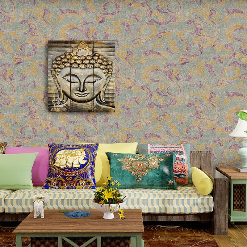 Von Asien inspirierte Wolken-Wanddekoration für das Wohnzimmer, 33 x 20,5 Zoll große Tapetenrolle in natürlichen Farben