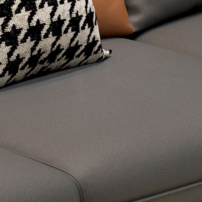 Stain-Resistant Pillowed Back Cushions Sectional Square Arm Sofa with Ottoman Included