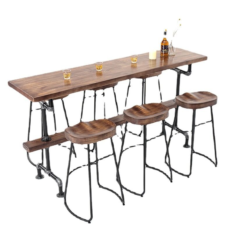 Industrial Bar Table Rectangle Solid Wood Pub Table for Outdoor