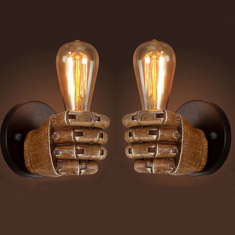 Retro Industrial Style Fist-shaped Wall Sconce Resin 1 Light Sconces for Bar Cafe