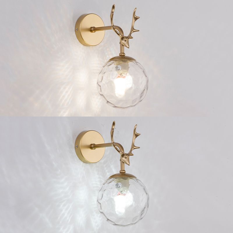 Glass Spherical Shape Wall Light Modern Style 1 Light Wall Mount Fixture for Living Room