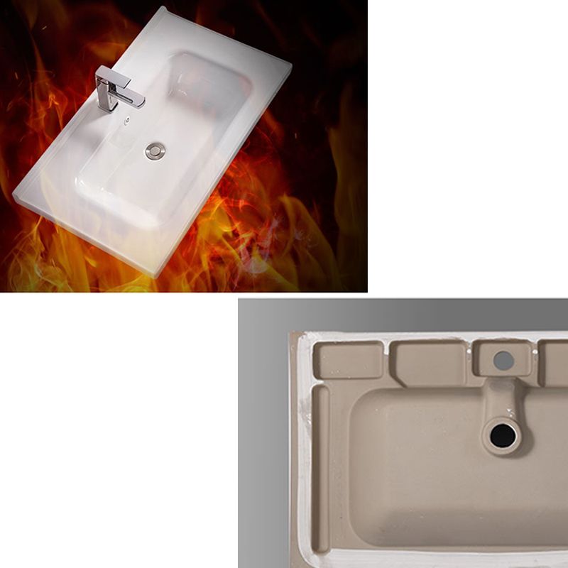 Modern White Bathroom Sink Rectangular Ceramic Bathroom Sink