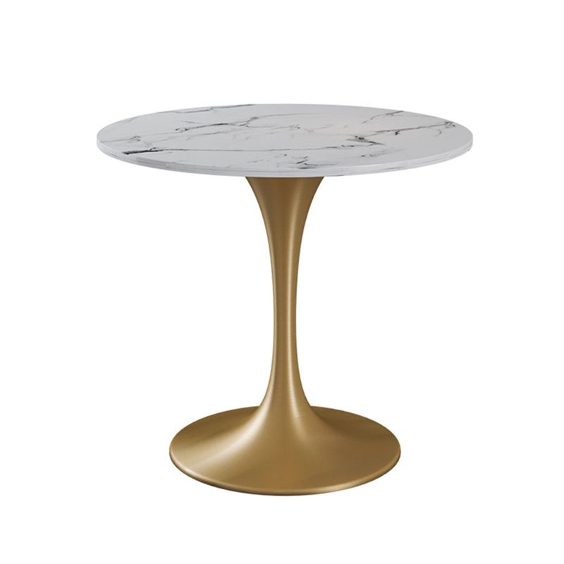Metal Traditional Luxury Round Table Sintered Stone Table with Tulip Base