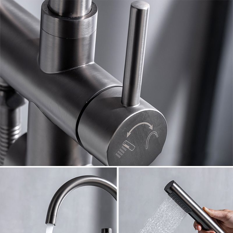 Modern Floor Mounted Metal Freestanding Tub Filler Swivel Freestanding Faucet