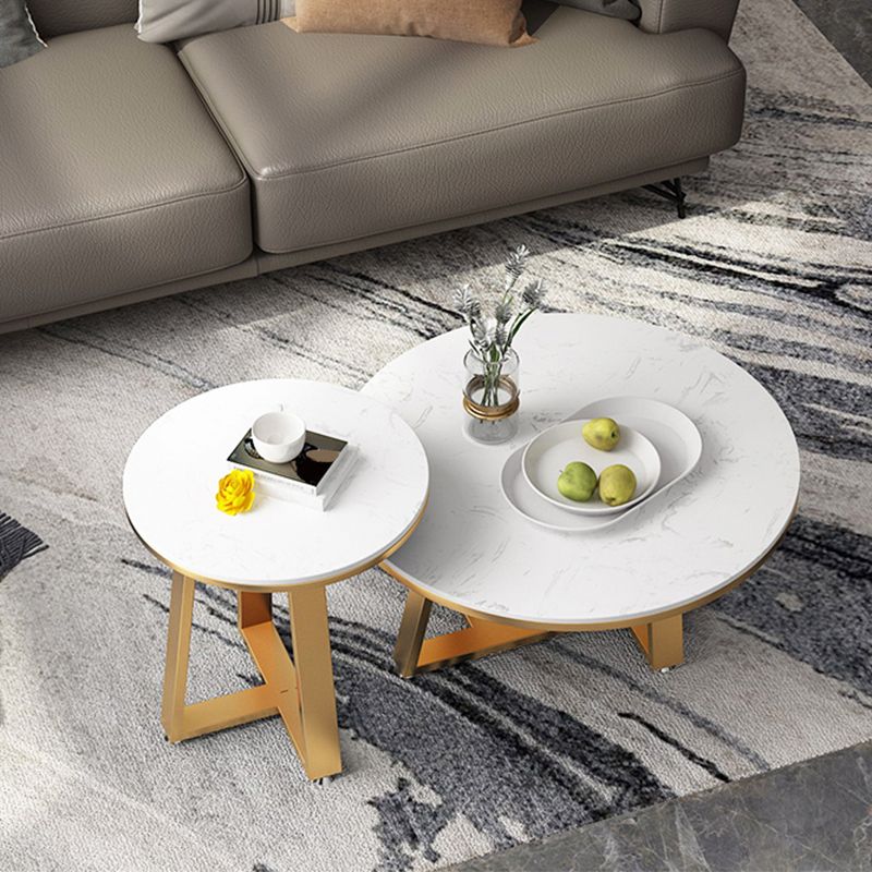 Single Coffee Table Slate Round Coffee Table for Living Room