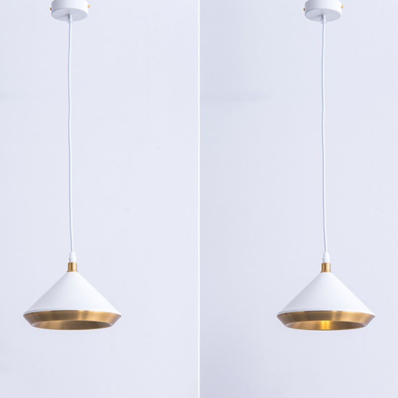 Modern Style Cone Metal Shade Hanging Light Single Bulb Mini Suspension Lamp for Bedroom