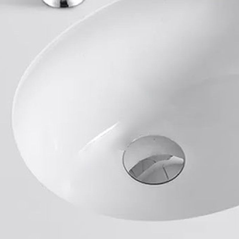 Bathroom Sink Ceramic White Round Anti-spill Sink with Faucet
