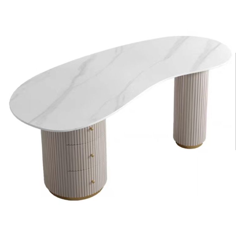 29.5-inch Writing Desk Rectangular White Office Desk with 3-drawer