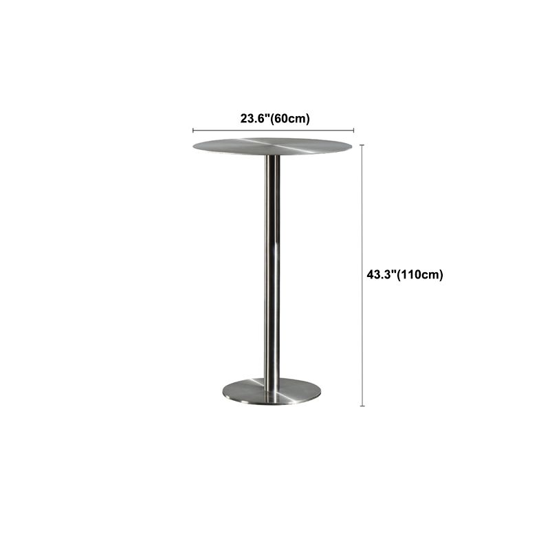 Stainless Steel Round Bar Dining Table Outdoor-Indoor Pedestal Bar Table